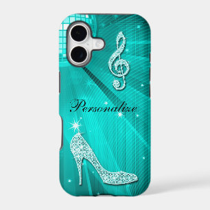 Sparkly Teal Music Note & Stiletto Heel