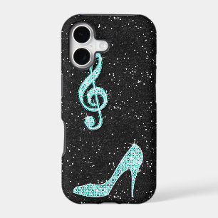 Sparkly Teal Music Note & Stiletto Heel