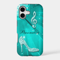 Sparkly Teal Music Note & Stiletto Heel