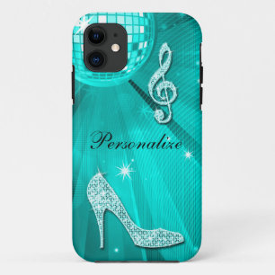Sparkly Teal Music Note & Stiletto Heel iPhone 11 Case