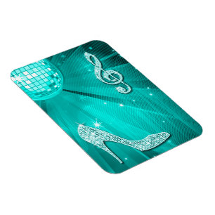 Sparkly Teal Music Note & Stiletto Heel Magnet