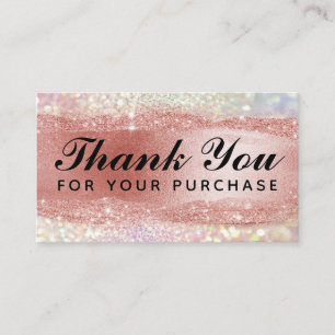 Sparkly Thank You For Your Order Cards Rose Gold
