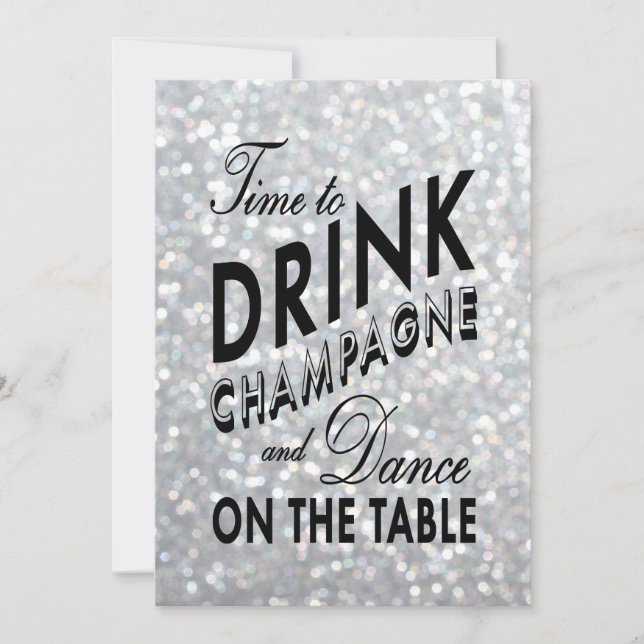 Sparkly Time to Drink Champagne Corporate Invite (Front)