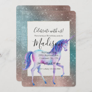 Sparkly Unicorn Birthday Invitation