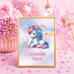 Sparkly Unicorn Pastel Colours Girl Birthday 8x10 Poster