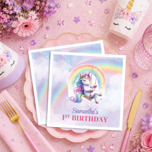 Sparkly Unicorn Pastel Colours Girl Party Napkins
