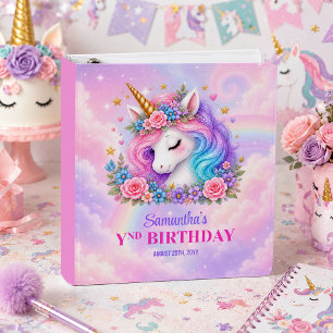 Sparkly Unicorn Pink Purple Girl Birthday Binder