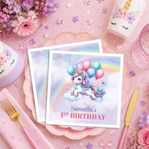 Sparkly Unicorn Pink Purple Girl Birthday Napkins