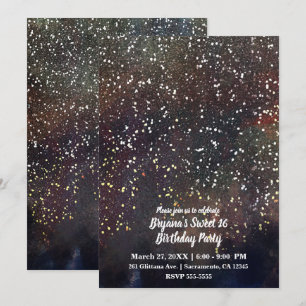 Sparkly Watercolor Earthy Rustic Modern Glam Party Invitation