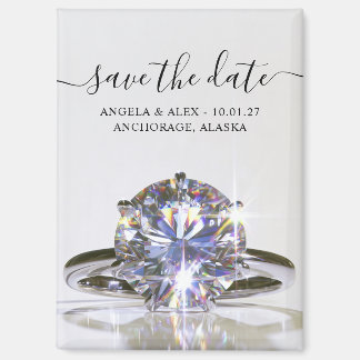 Sparkly Wedding Ring Save the Date Magnet