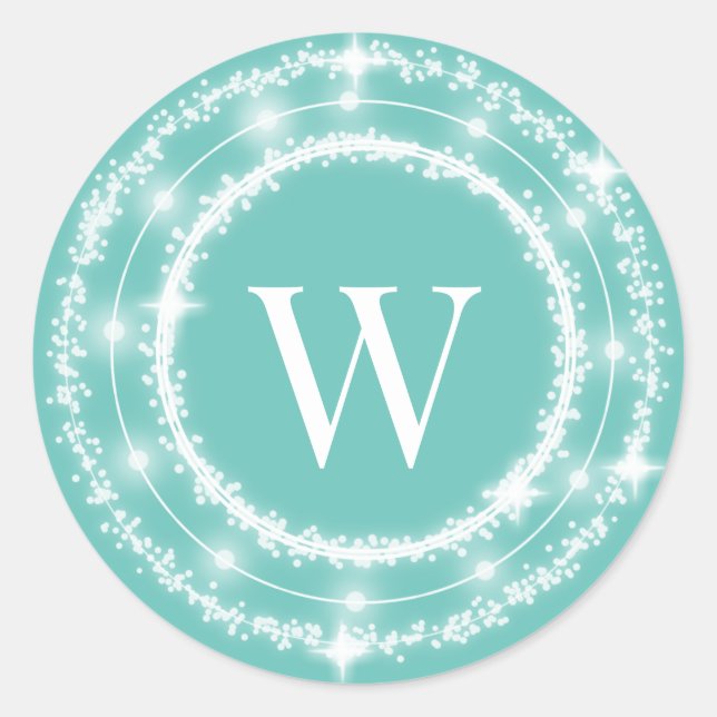 Sparkly Wreath Monogram Sticker (Front)