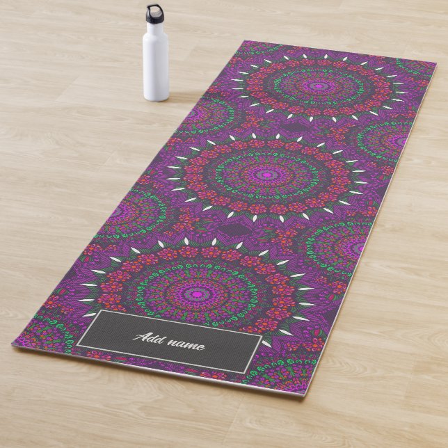 Sparks of Life Mandala pattern retro custom name Yoga Mat (In Situ)