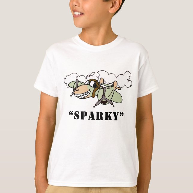 "Sparky" Cartoon P-38 Exclusive Design T-Shirt (Front)