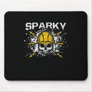 Sparky Grounded Voltage Electrician Lineman Skull Mouse Pad
