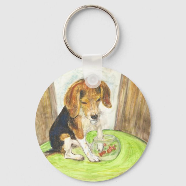 Sparky in the fishbowl keychain (Front)