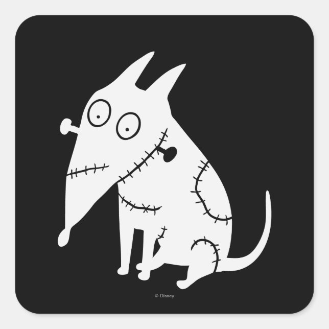 Sparky Sitting White Square Sticker (Front)