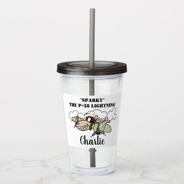 "Sparky" the P-38 Lightning Acrylic Tumbler (Front)