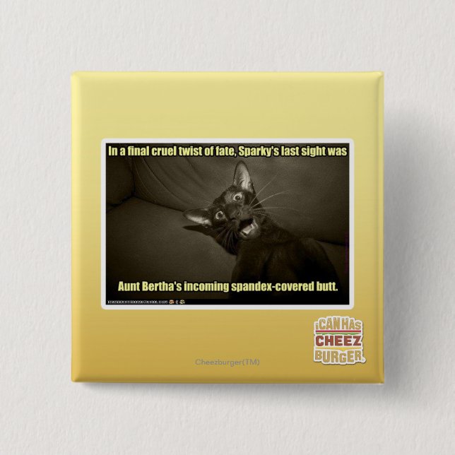 Sparky's last sight 2 inch square button (Front)