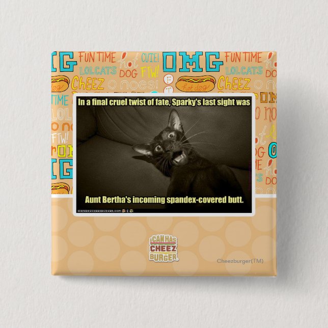 Sparky's last sight 2 inch square button (Front)