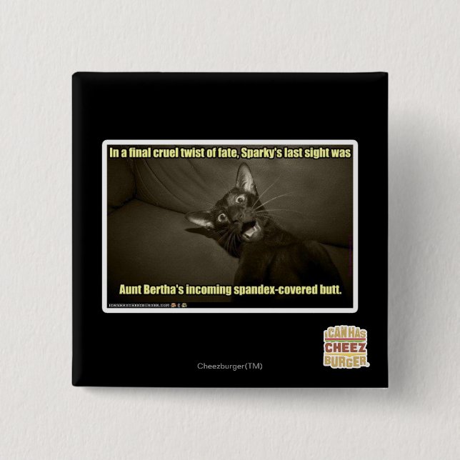 Sparky's last sight 2 inch square button (Front)