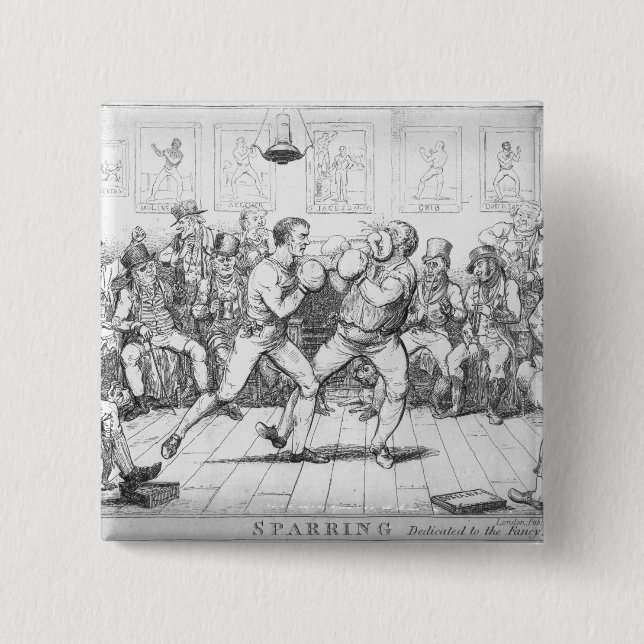Sparring, 1817 2 inch square button (Front)