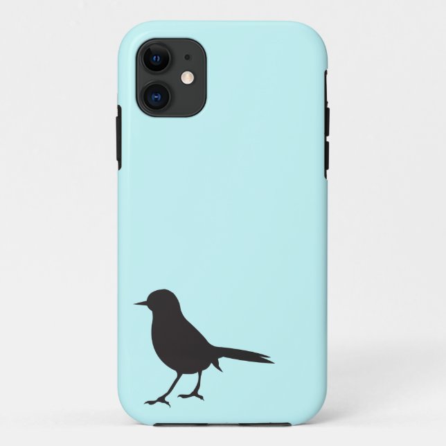 Sparrow bird black & white silhouette blue Case-Mate iPhone case (Back)