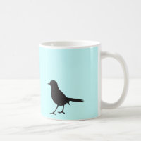 Sparrow bird black & white silhouette blue