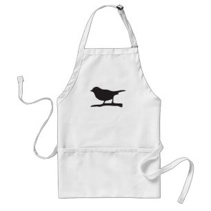 Sparrow bird & branch black & white silhouette standard apron