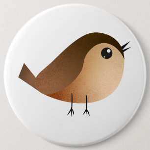Sparrow Bird Cartoon 6 Inch Round Button