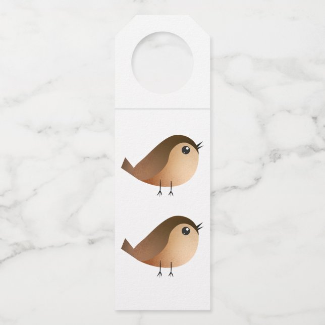 Sparrow Bird Cartoon  Bottle Tag (Front)