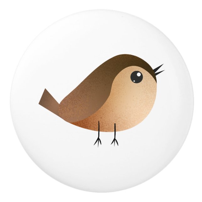 Sparrow Bird Cartoon  Ceramic Knob (Front)