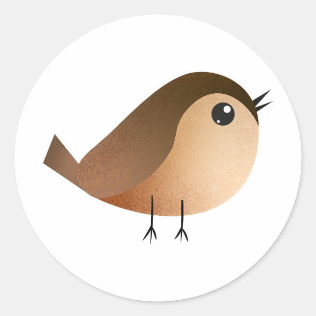 Sparrow Bird Cartoon Classic Round Sticker (Front)