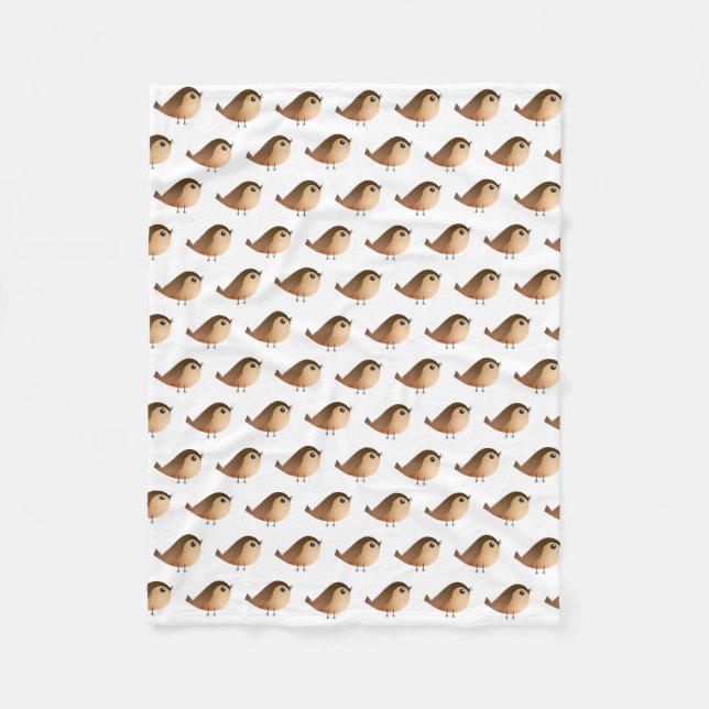 Sparrow Bird Cartoon Fleece Blanket (Front)