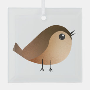 Sparrow Bird Cartoon   Glass Ornament