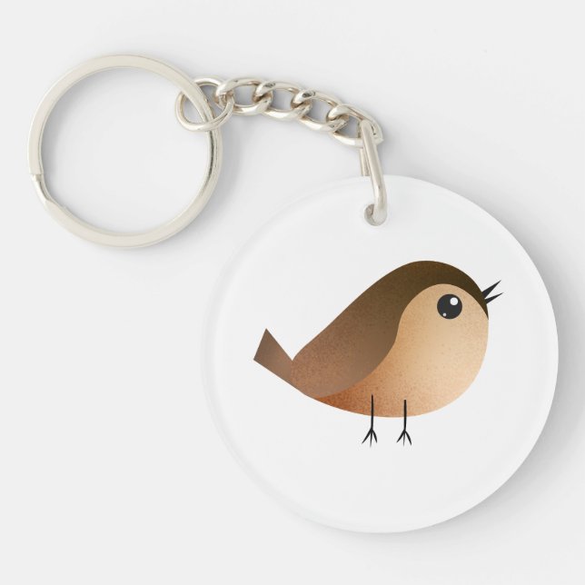 Sparrow Bird Cartoon  Keychain (Front)