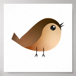 Sparrow Bird Cartoon  Poster