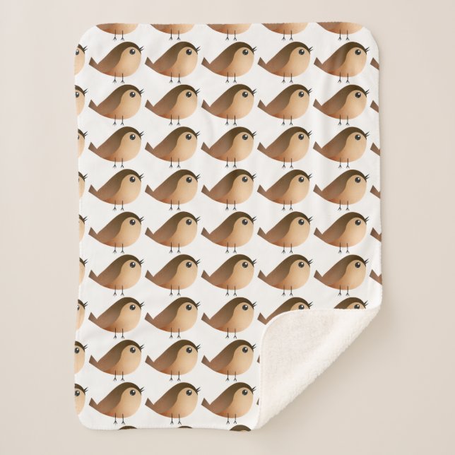 Sparrow Bird Cartoon   Sherpa Blanket (Front)