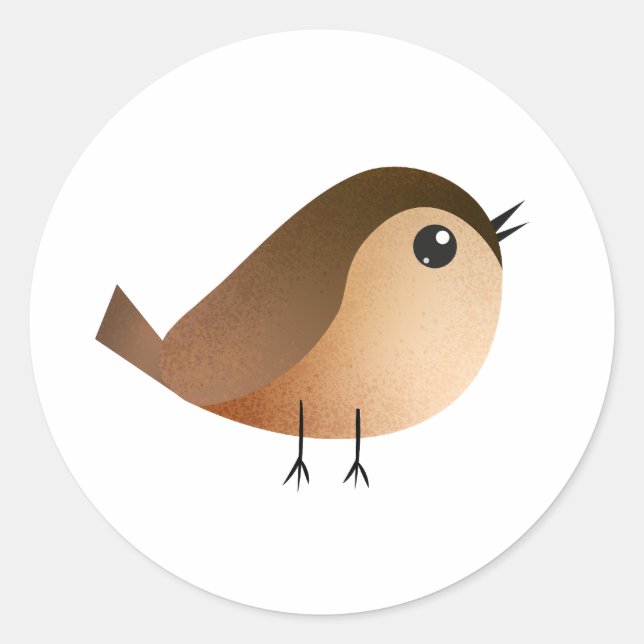 Sparrow Bird Cartoon  T-Shirt Classic Round Sticker (Front)