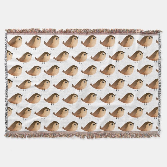Sparrow Bird Cartoon   Throw Blanket (Front)