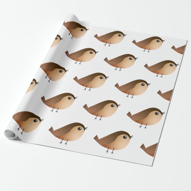 Sparrow Bird Cartoon  Wrapping Paper (Unrolled)