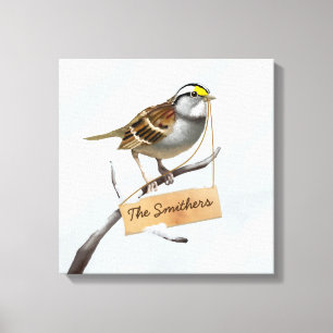 Sparrow Bird Customize Name Canvas Print