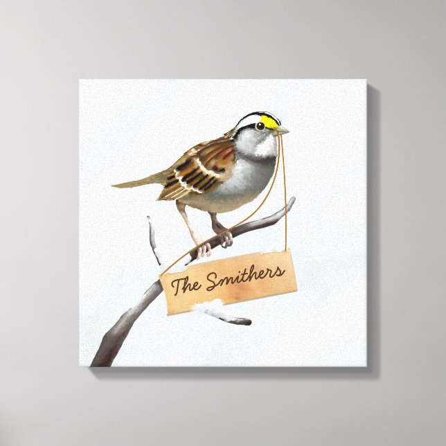 Sparrow Bird Customize Name Canvas Print (Front)
