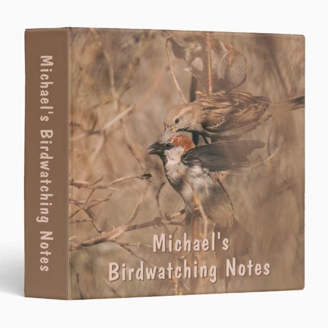 Sparrow Birds Nature Photograph Birdwatching Notes Binder (Front/Spine)