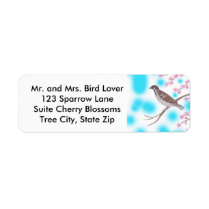 Sparrow in Cherry Blossom Tree Sky Address Labels