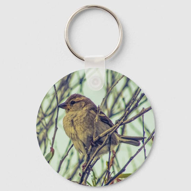 Sparrow in Tree Keychain (Front)
