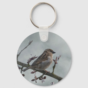 Sparrow on Branch Keychain