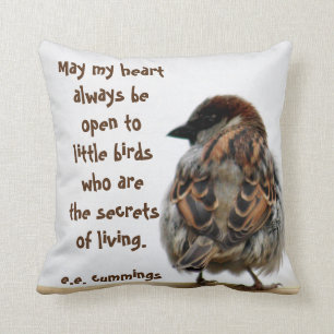 Sparrow photography throw pillow