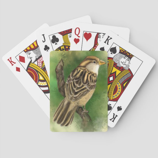 Sparrow Playing Cards Cute Bird (Back)