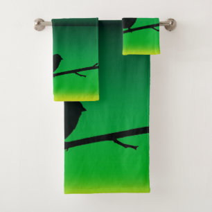 Sparrow Silhouette On Limonene Bath Towel Set