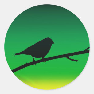 Sparrow Silhouette On Limonene Classic Round Sticker